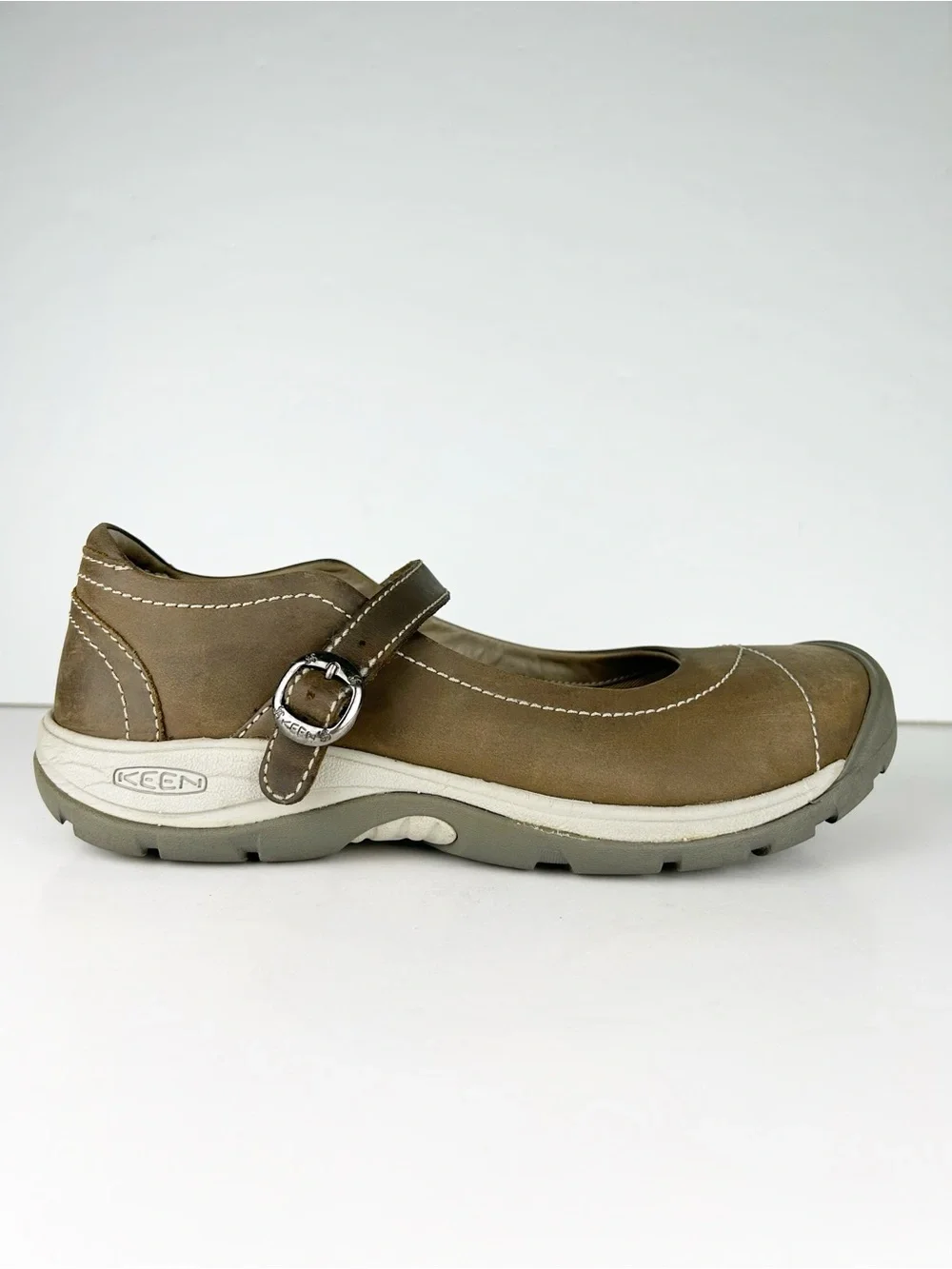 Keen Presidio II Mary Jane Brown Leather Gorpcore Hiking Comfort Shoes - Picture 6 of 11